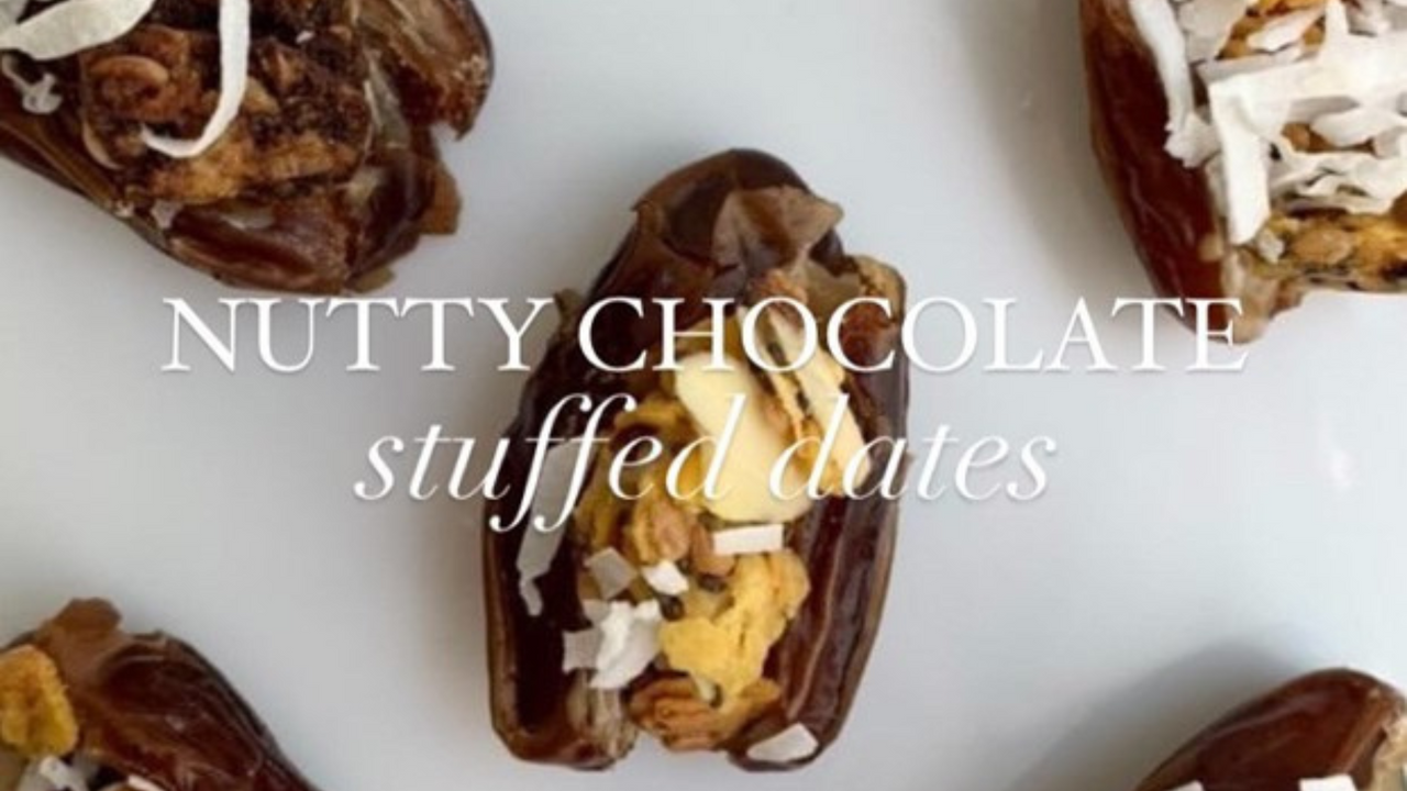 5 Min NO bake Nutty Chocolate Stuffed Dates